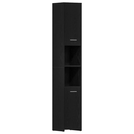 vidaXL Badkamerkast Zwart Eiken 30x30x183,5 cm Bewerkt Hout afbeelding2 - 1