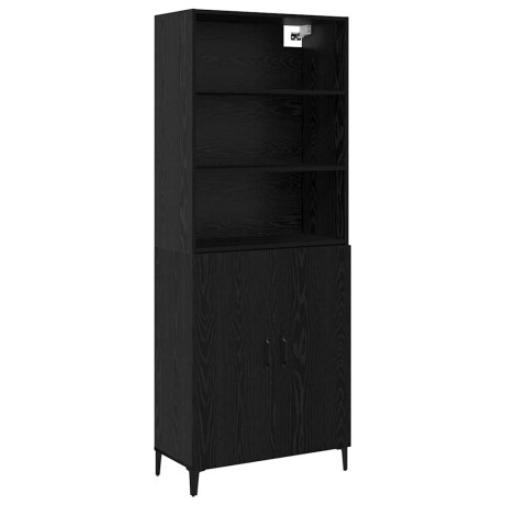 vidaXL Hoge kast Zwart Eiken 69,5 x 32,5 x 180 cm Bewerkt hout afbeelding2 - 1