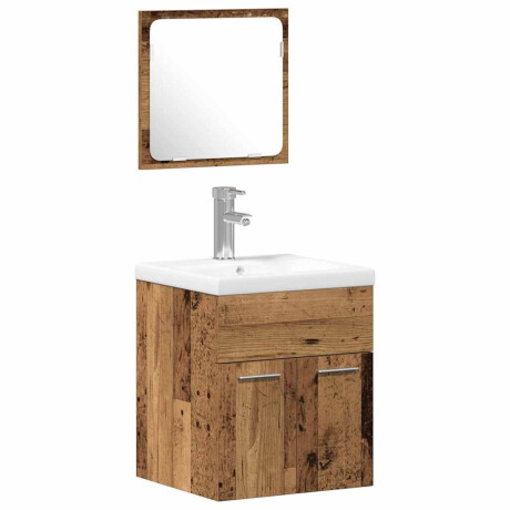 vidaXL Badkamermeubelset Wandgemonteerd 3 pcs Oud Hout Bewerkt hout afbeelding2 - 1