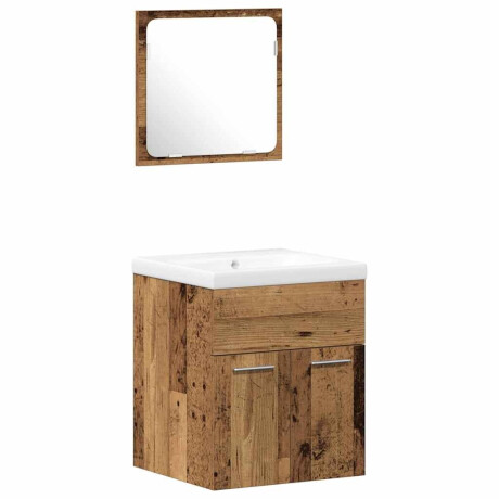 vidaXL Badkamermeubelset 3 pcs Oud Hout 41 x 38.5 x 46 cm Bewerkt hout afbeelding2 - 1
