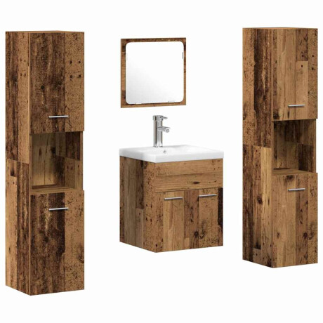 vidaXL Badkamermeubelset Wandgemonteerd 4 pcs Oud Hout Bewerkt hout afbeelding2 - 1