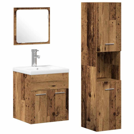 vidaXL Badkamermeubelset met plank 4 pcs Oudhout Bewerkt hout afbeelding2 - 1