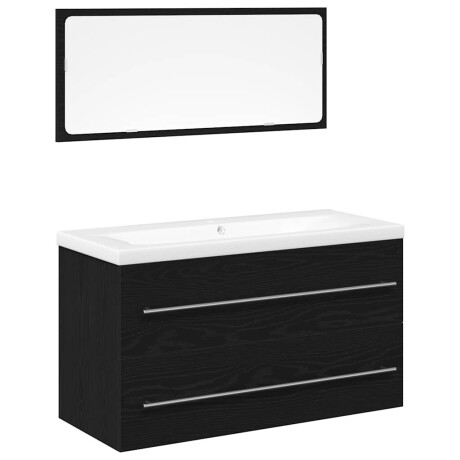 vidaXL Waskast met wastafel 3 pcs Zwart eiken 90 x 38.5 x 48 cm afbeelding2 - 1