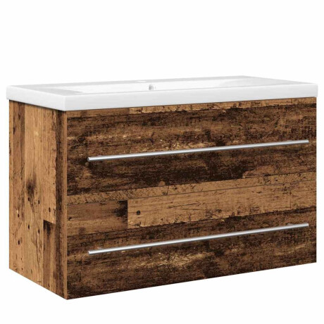 vidaXL Waskast met wastafel met lade 2 pcs Oud hout 80 x 38.5 x 48 cm afbeelding2 - 1