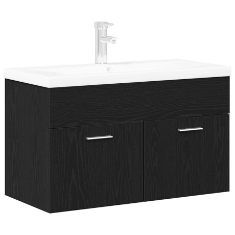 vidaXL Badkamerkast Zwart Eiken 90 x 38,5 x 46 cm Bewerkt hout afbeelding2 - 1