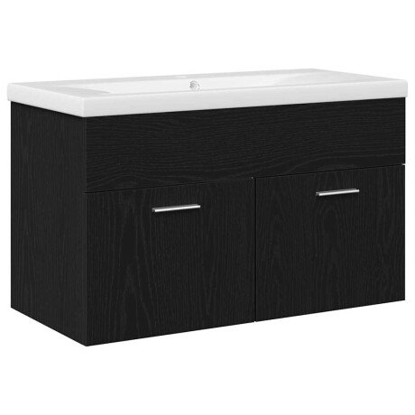 vidaXL Badkamerkast Zwart Eiken 80 x 38,5 x 46 cm Bewerkt hout afbeelding2 - 1