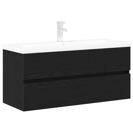 vidaXL Badkamertenk te kast Zwart Eiken 90 x 39 x 62 cm Bewerkt hout afbeelding2 - 1