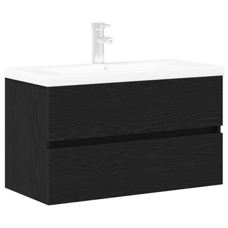 vidaXL Badkamertenk te kast Zwart Eiken 80 x 39 x 62 cm Bewerkt hout afbeelding2 - 1