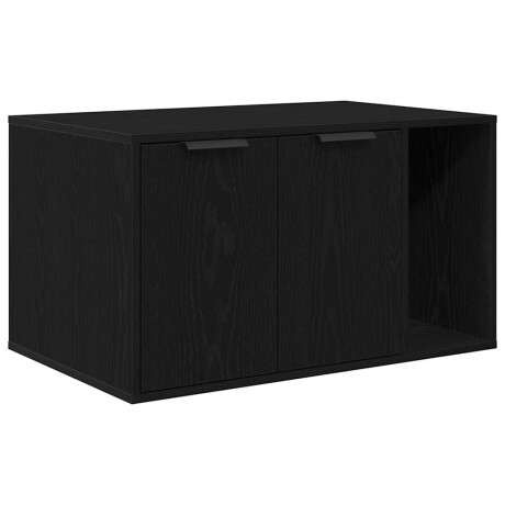 vidaXL Kattenbakomheining Zwart Eiken 80x50x45 cm Bewerkt Hout afbeelding2 - 1
