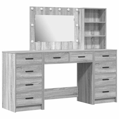 vidaXL Plafondtafel met spiegellichten 3 pcs Grijs Sonoma Bewerkt hout afbeelding2 - 1