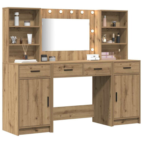 vidaXL Toilettafel Set met lade 3 pcs artisanaal eikenkleurig afbeelding2 - 1