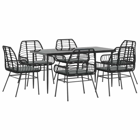 vidaXL 7-delige Tuinset met kussens poly rattan glas zwart afbeelding2 - 1