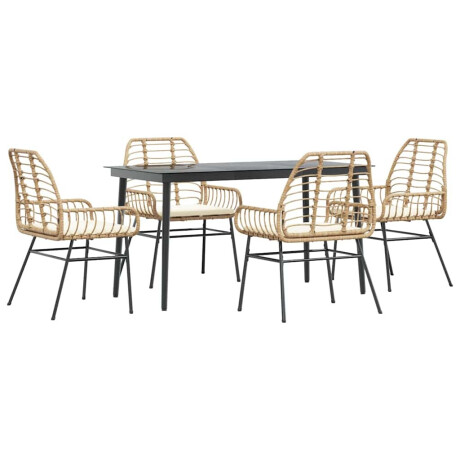 vidaXL 5-delige Tuinset met kussens poly rattan glas bruin afbeelding2 - 1