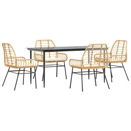 vidaXL 5-delige Tuinset met kussens poly rattan glas bruin afbeelding2 - 1