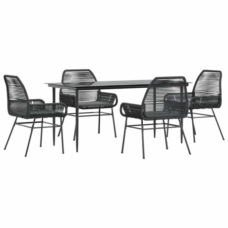 vidaXL 5-delige Tuinset met kussens poly rattan glas zwart afbeelding2 - 1