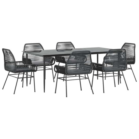 vidaXL 7-delige Tuinset met kussens poly rattan glas zwart afbeelding2 - 1