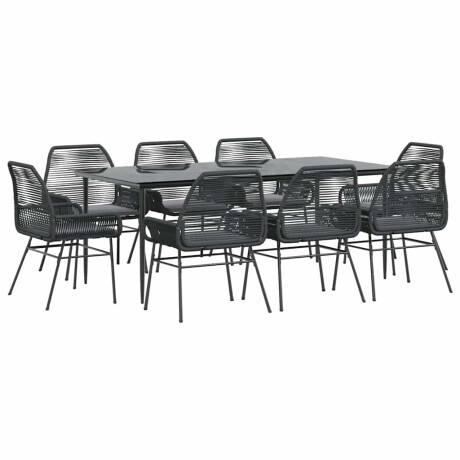vidaXL 9-delige Tuinset met kussens poly rattan glas zwart afbeelding2 - 1