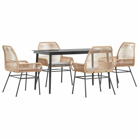 vidaXL 5-delige Tuinset met kussens poly rattan glas bruin afbeelding2 - 1