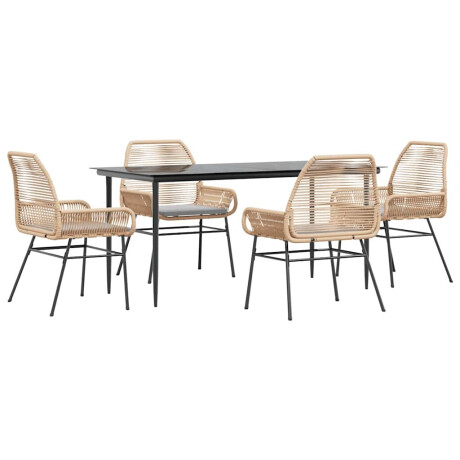 vidaXL 5-delige Tuinset met kussens poly rattan glas bruin afbeelding2 - 1