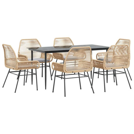 vidaXL 7-delige Tuinset met kussens poly rattan glas bruin afbeelding2 - 1