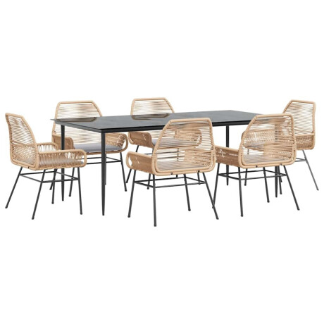 vidaXL 7-delige Tuinset met kussens poly rattan glas bruin afbeelding2 - 1
