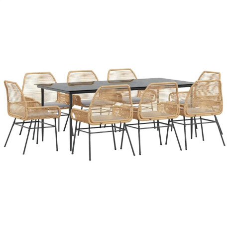 vidaXL 9-delige Tuinset met kussens poly rattan glas bruin afbeelding2 - 1