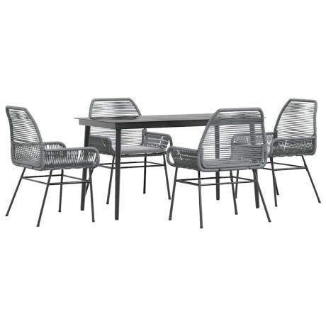 vidaXL 5-delige Tuinset met kussens poly rattan glas grijs afbeelding2 - 1