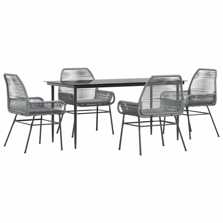 vidaXL 5-delige Tuinset met kussens poly rattan glas grijs afbeelding2 - 1