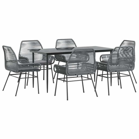 vidaXL 7-delige Tuinset met kussens poly rattan glas grijs afbeelding2 - 1