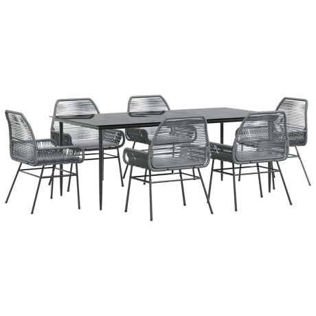 vidaXL 7-delige Tuinset met kussens poly rattan glas grijs afbeelding2 - 1