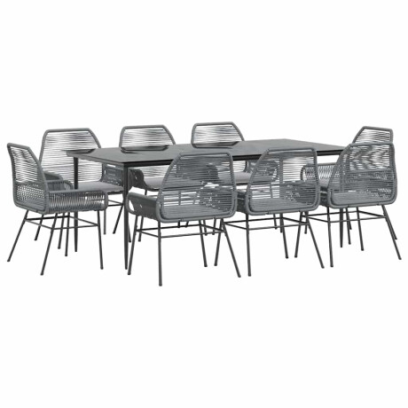 vidaXL 9-delige Tuinset met kussens poly rattan glas grijs afbeelding2 - 1