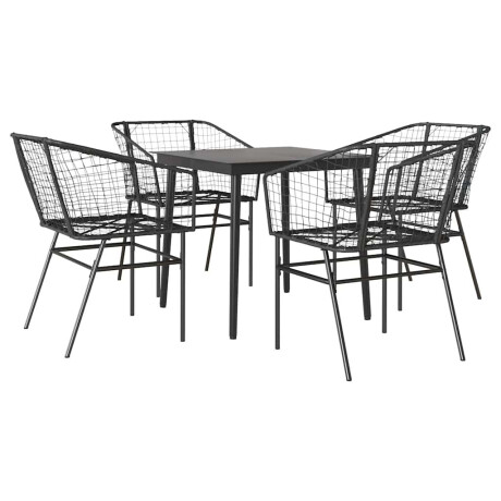 vidaXL 5-delige Tuinset poly rattan glas zwart afbeelding2 - 1
