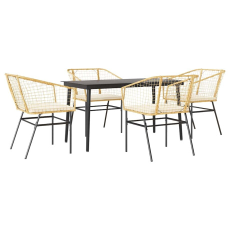 vidaXL 5-delige Tuinset met kussens poly rattan glas bruin afbeelding2 - 1