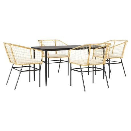 vidaXL 5-delige Tuinset met kussens poly rattan glas bruin afbeelding2 - 1