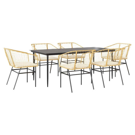 vidaXL 7-delige Tuinset met kussens poly rattan glas bruin afbeelding2 - 1