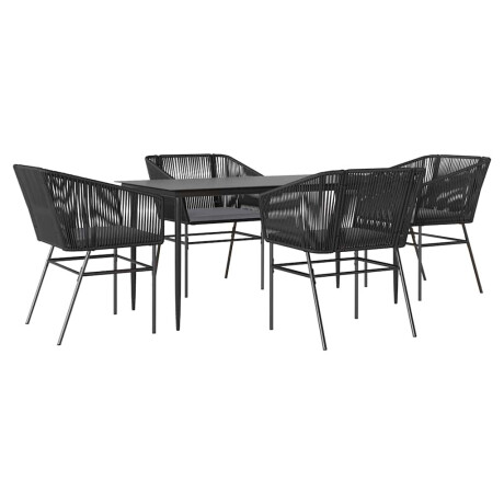 vidaXL 5-delige Tuinset met kussens poly rattan glas zwart afbeelding2 - 1