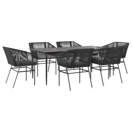 vidaXL 7-delige Tuinset met kussens poly rattan glas zwart afbeelding2 - 1