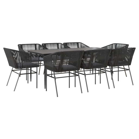 vidaXL 9-delige Tuinset met kussens poly rattan glas zwart afbeelding2 - 1