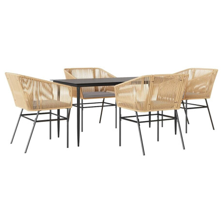 vidaXL 5-delige Tuinset met kussens poly rattan glas bruin afbeelding2 - 1