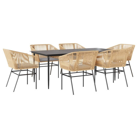 vidaXL 7-delige Tuinset met kussens poly rattan glas bruin afbeelding2 - 1