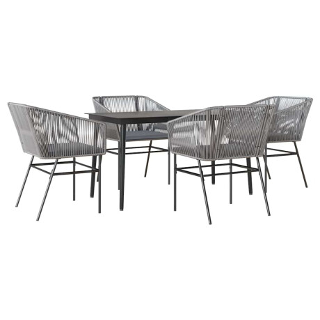 vidaXL 5-delige Tuinset met kussens poly rattan glas grijs afbeelding2 - 1