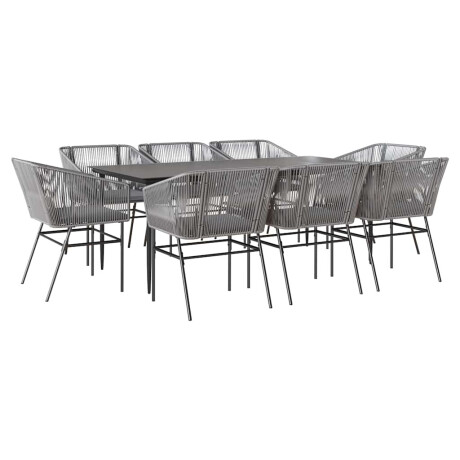 vidaXL 9-delige Tuinset met kussens poly rattan glas grijs afbeelding2 - 1