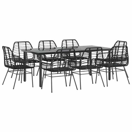 vidaXL 9-delige Tuinset poly rattan glas zwart afbeelding2 - 1