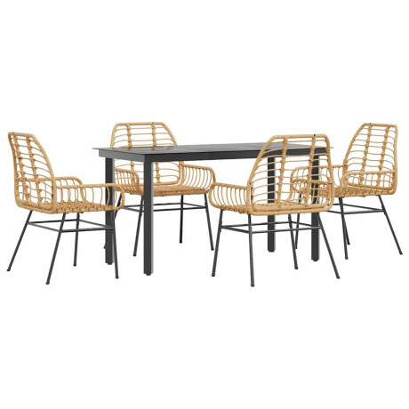 vidaXL 5-delige Tuinset poly rattan glas bruin afbeelding2 - 1