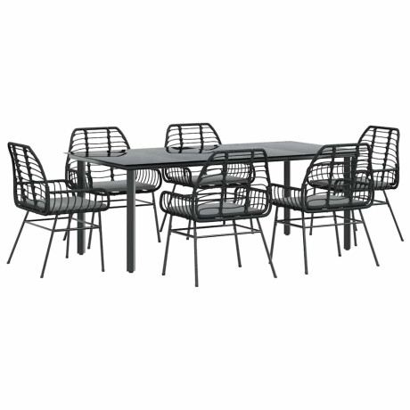 vidaXL 7-delige Tuinset met kussens poly rattan glas zwart afbeelding2 - 1