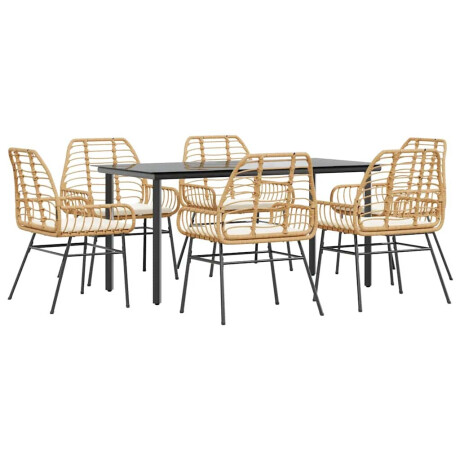 vidaXL 7-delige Tuinset met kussens poly rattan glas bruin afbeelding2 - 1
