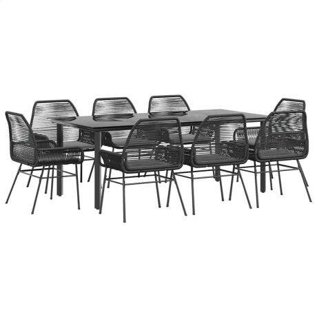 vidaXL 9-delige Tuinset met kussens poly rattan glas zwart afbeelding2 - 1