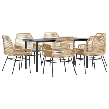 vidaXL 7-delige Tuinset met kussens poly rattan glas bruin afbeelding2 - 1