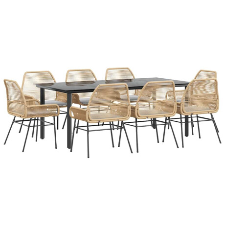 vidaXL 9-delige Tuinset met kussens poly rattan glas bruin afbeelding2 - 1