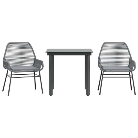 vidaXL 3-delige Tuinset met kussens poly rattan glas grijs afbeelding2 - 1
